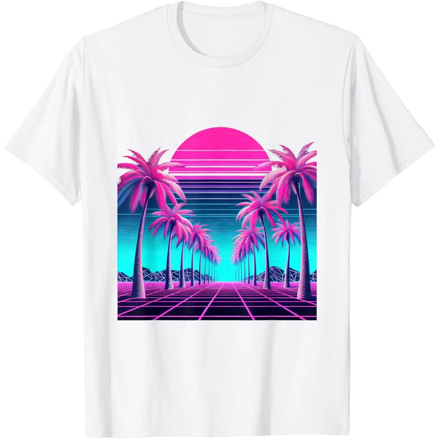 Retro 80s Vaporwave Aesthetic Palm Trees Sunset 90s Art T-Shirt